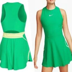 NIKECOURT Slam Tennis Dress in Stadium Green/Lime Volt Sz MEDIUM